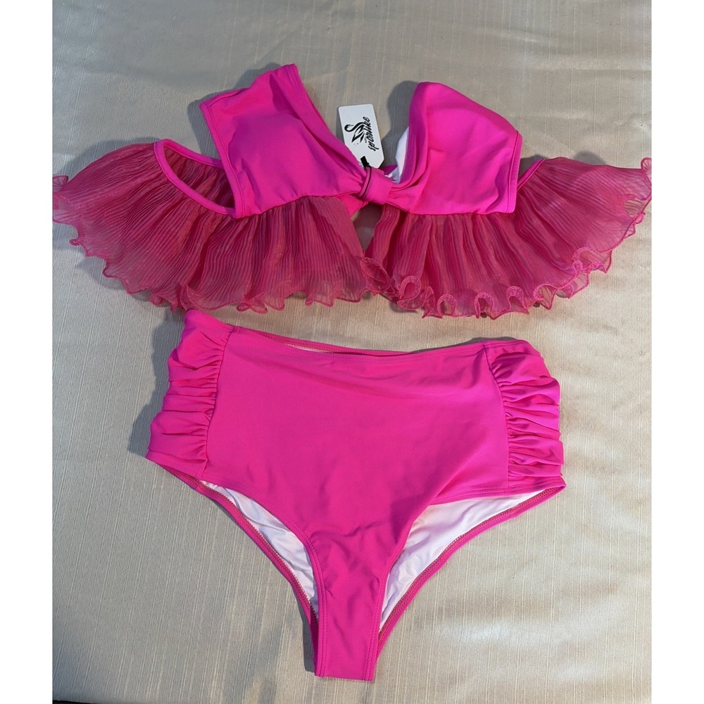 Sporlike 2 Piece Bathing Suit In Hot Pink - XL
